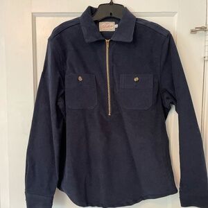 Men's Dehen 1920 1/2 Zip Club Shirt Navy Moleskin, size Small